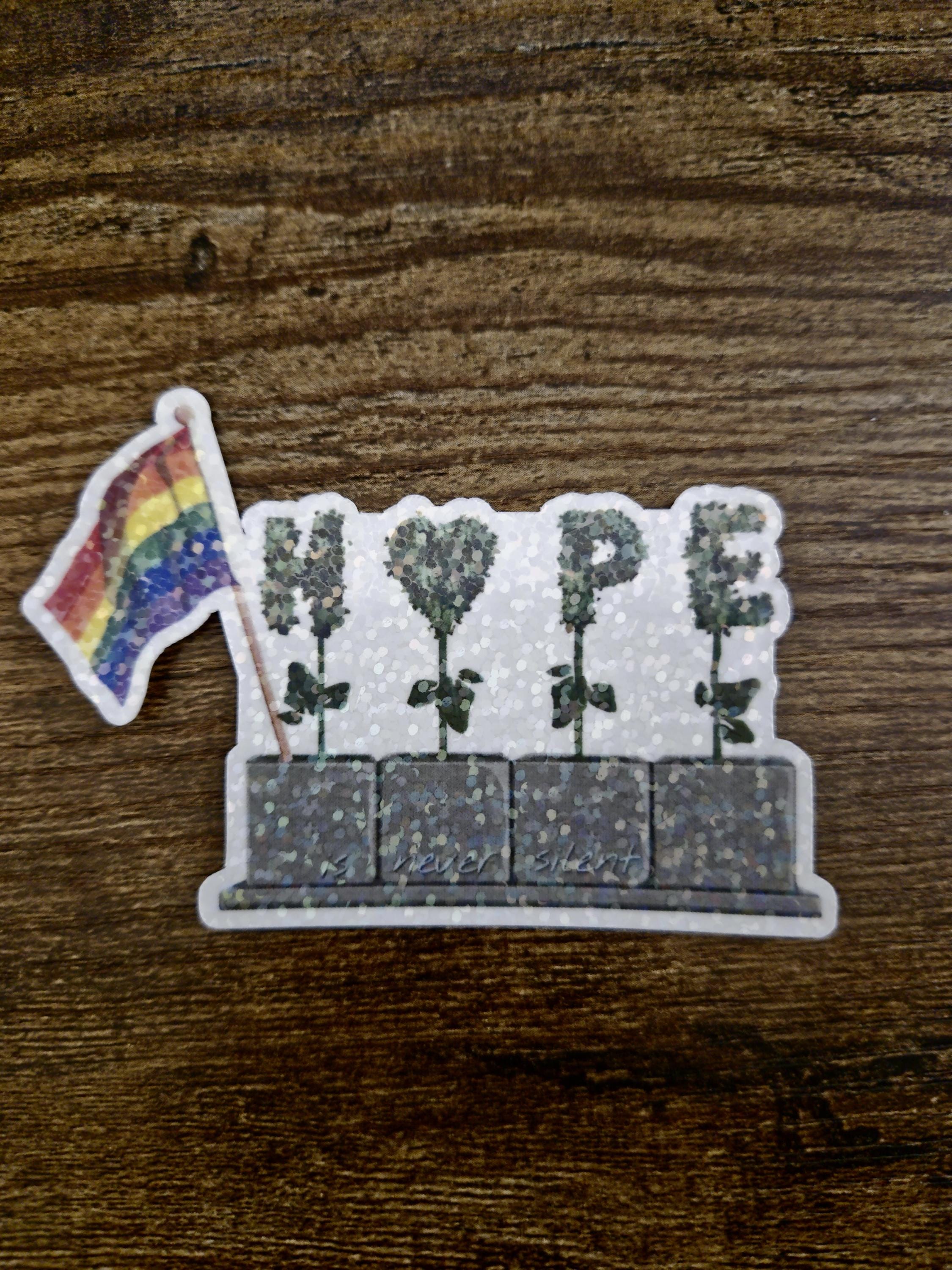 BTS J-Hope Planter Vinyl Sticker: Rainbow LGBTQ Pride - Hope is Never Silent