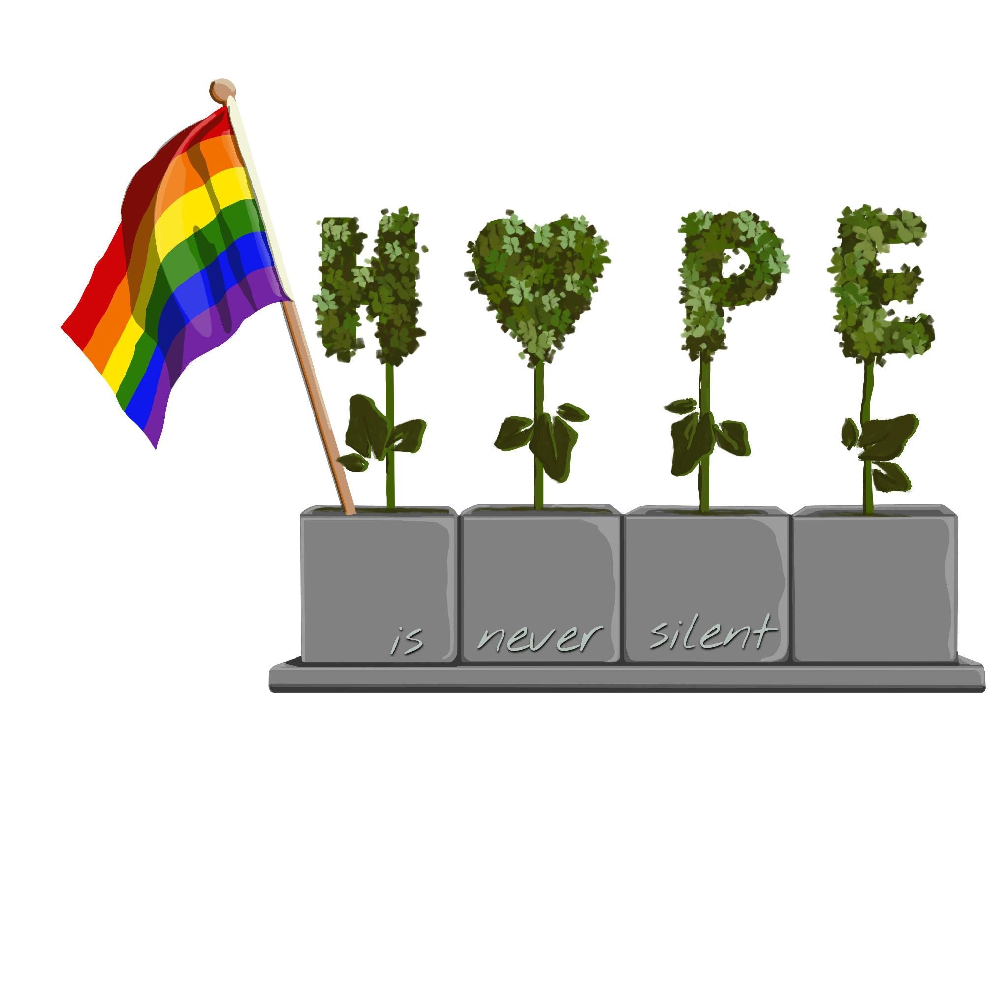 BTS J-Hope Planter Vinyl Sticker: Rainbow LGBTQ Pride - Hope is Never Silent