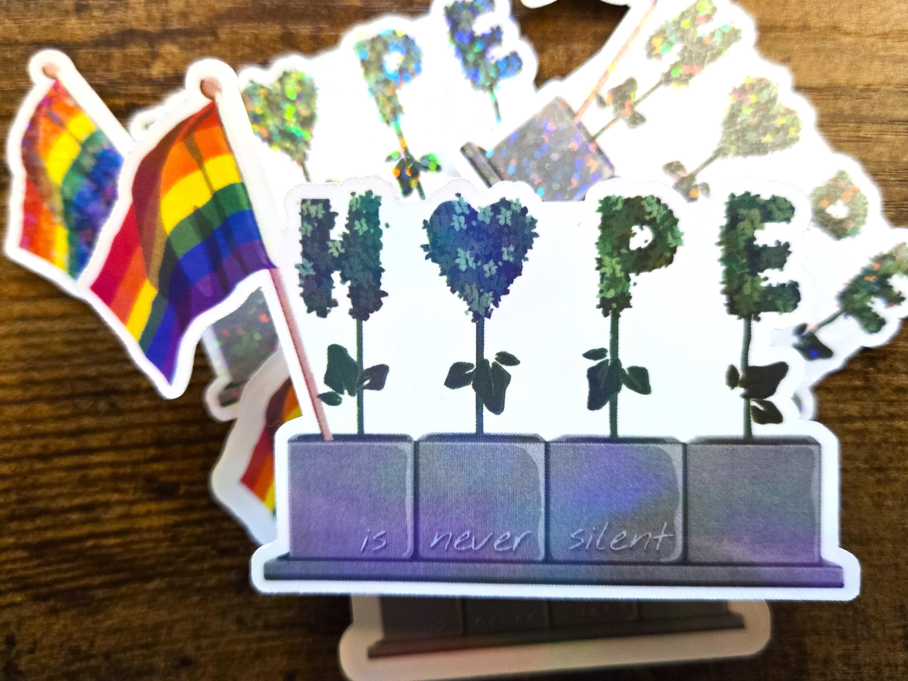 BTS J-Hope Planter Vinyl Sticker: Rainbow LGBTQ Pride - Hope is Never Silent