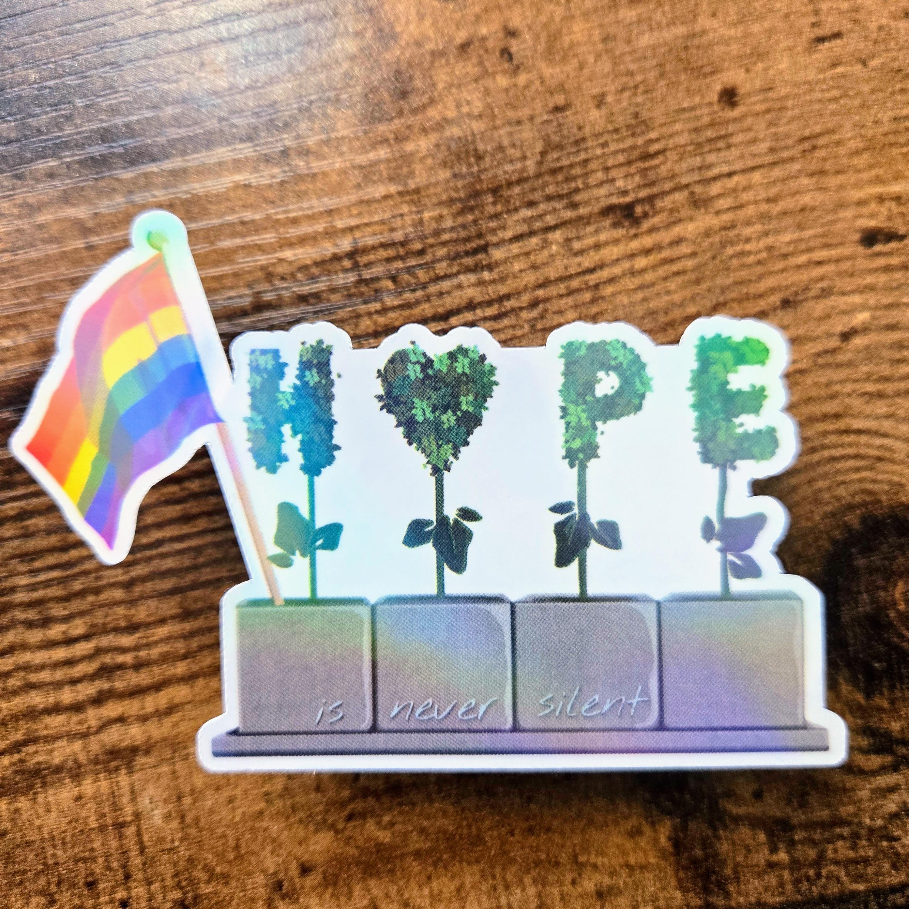BTS J-Hope Planter Vinyl Sticker: Rainbow LGBTQ Pride - Hope is Never Silent